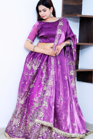 An Allure Dark Voilet Heavy Embroidery Lehenga Set