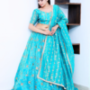 An Azure Blue Embroidery Lehenga Set