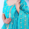 An Azure Blue Embroidery Lehenga Set--Side Look
