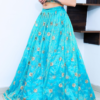 An Azure Blue Embroidery Lehenga Set--Skirt Look