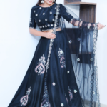 An Blush Black light baby pink embroidery lehenga set