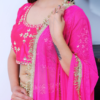 A Allure Bright Pink embroidered Lehenga Set--Side View