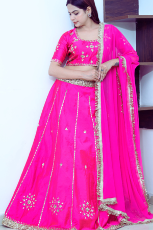 A Allure Bright Pink embroidered Lehenga Set