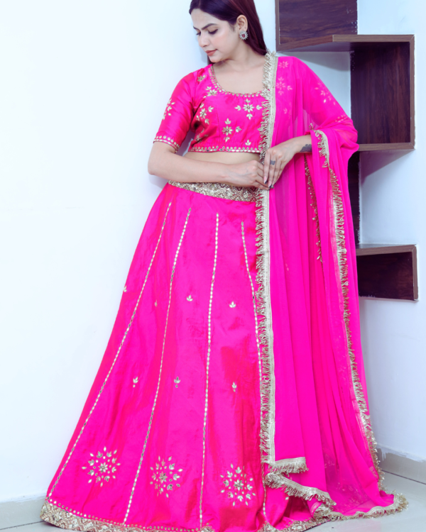 A Allure Bright Pink embroidered Lehenga Set