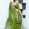 An Allure Emerald Green Heavy Embroidery Lehenga Set--Back Look